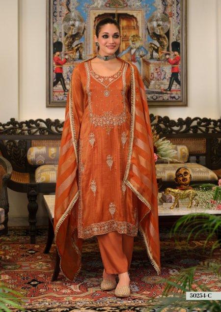 D 50254 C By Zaveri Viscose Simar Beats Readymade Suits 